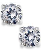 Charter Club Silver-tone Cubic Zirconia Round Stud Earrings