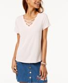 One Hart Juniors' Scalloped Crisscross-strap T-shirt, Created For Macy's