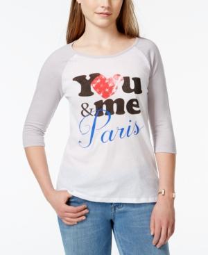 Pretty Rebellious Juniors' You Me Paris Graphic Baseball T-shirt