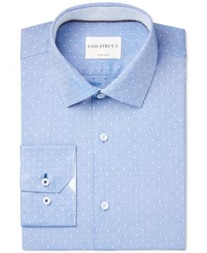 Con. Struct Men's Slim-fit Blue Oxford Dot Dress Shirt