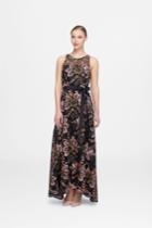 Tahari Asl Embroidered A-line Gown