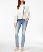 Inc International Concepts Colorblocked Faux-leather Moto Jacket, Only At Macy's