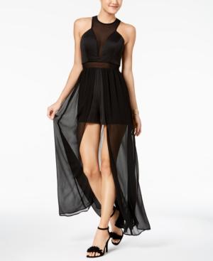 As U Wish Juniors' Mesh Maxi-overlay Dress