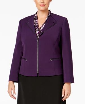 Tahari Asl Plus Size Zip-front Jacket