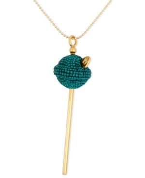 Sis By Simone I Smith 18k Gold Over Sterling Silver Necklace, Medium Green Crystal Lollipop Pendant