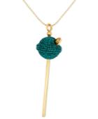 Sis By Simone I Smith 18k Gold Over Sterling Silver Necklace, Medium Green Crystal Lollipop Pendant