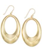 Polished Oval Drop Hoop Earrings In 14k Gold Vermeil