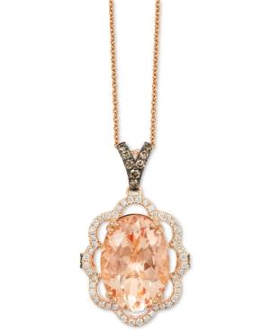 Le Vian Chocolatier Peach Morganite (4-1/3 Ct. T.w.) And Diamond (1/2 Ct. T.w.) Pendant Necklace In 14k Rose Gold, Only At Macy's