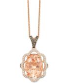 Le Vian Chocolatier Peach Morganite (4-1/3 Ct. T.w.) And Diamond (1/2 Ct. T.w.) Pendant Necklace In 14k Rose Gold, Only At Macy's