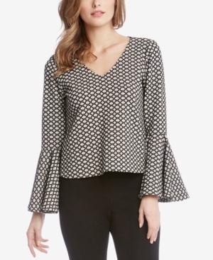 Karen Kane Jacquard Bell-sleeve Top