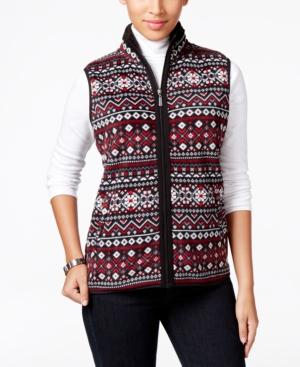 Karen Scott Petite Printed Fleece Vest, Only At Macy's