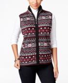 Karen Scott Petite Printed Fleece Vest, Only At Macy's