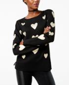 Inc International Concepts Metallic Heart-print Sweater, Created For Macy's