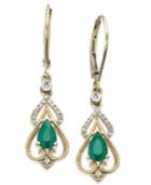 Emerald (7/8 Ct. T.w.) And Diamond (1/10 Ct. T.w.) Drop Earrings In 14k Gold