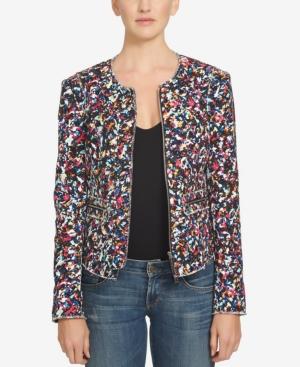 1.state Printed Raw-edge Jacket