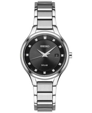 Seiko Women's Dress Solar Diamond-accent Silver-tone Stainless Steel Bracelet Watch 29mm Sut317