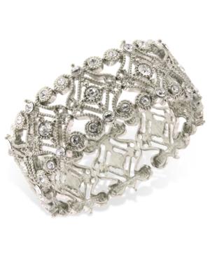 2028 Bracelet, Silver-tone Crystal Scroll Bracelet