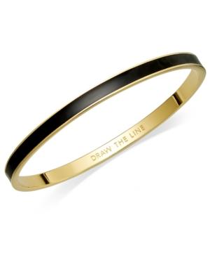 Kate Spade New York Bracelet, 12k Gold-plated Black Enamel Draw The Line Idiom Bangle Bracelet