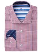 Michelsons Of London Men's Fitted Texture Check Dress Shirt