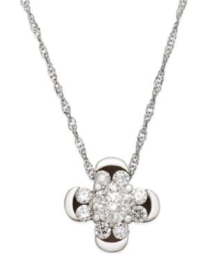 Diamond Cluster Clover Pendant Necklace (1/2 Ct. T.w.) In 14k White Gold