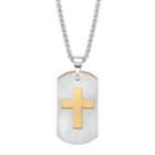 He Rocks Double Tag Cross Pendant Necklace In Stainless Steel, 24 Chain