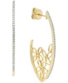 Diamond Floral Hoop Earrings (1/5 Ct. T.w.) In 14k Gold
