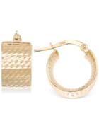 Textured Chunky Hoop Earrings In 14k Gold, Made In Italy