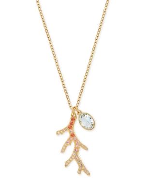 Swarovski Gold-tone Crystal Branch And Oval Stone Pendant Necklace