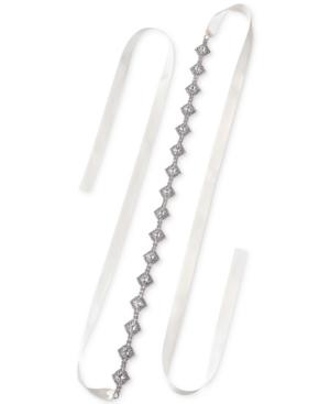 Jewel Badgley Mischka Silver-tone Crystal Cluster Ribbon Sash