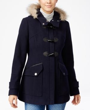 Maralyn & Me Faux-fur-trim Hooded Toggle Coat
