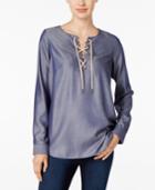 G.h. Bass & Co. Lace-up Chambray Top