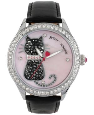 Betsey Johnson Women's Black Leather Strap Watch 42mm Bj00517-06