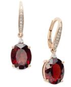 Garnet (6 Ct. T.w.) And Diamond Accent Oval Earrings In 14k Rose Gold