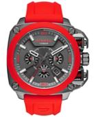 Diesel Men's Chronograph Bamf Red Silicone Strap Watch 52x57mm Dz7368