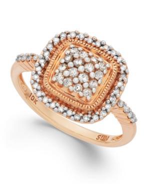 Diamond Square Ring In 10k Rose Gold (3/8 Ct. T.w.)