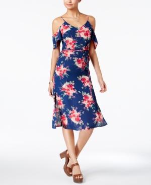 Emerald Sundae Juniors' Cold-shoulder A-line Dress