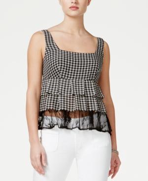 Guess Primrose Sleeveless Lace-hem Peplum Top