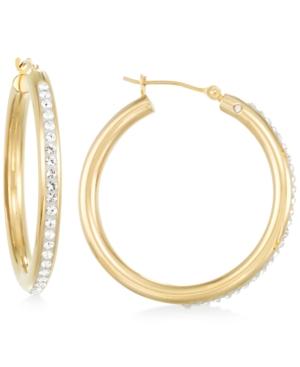 Signature Gold Crystal Hoop Earrings In 14k Gold Over Resin