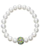 Pearl Bracelet, Cultured Freshwater Pearl And Multicolor Crystal Bead Bracelet