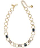 Kate Spade New York Gold-tone Stone & Imitation Pearl Collar Necklace, 16 + 3 Extender