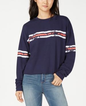 Freshman Juniors' Striped Drop-shoulder Top