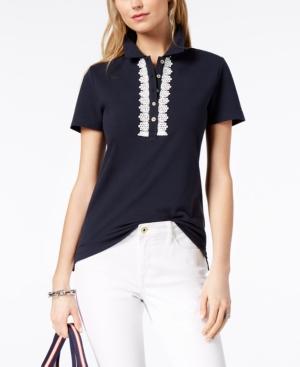 Tommy Hilfiger Lace-trim Pique Polo Shirt