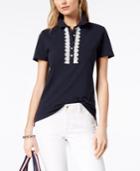 Tommy Hilfiger Lace-trim Pique Polo Shirt