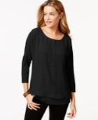 Style & Co. Three-quarter-sleeve Chiffon Top, Only At Macy's