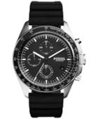 Fossil Men's Chronograph Sport 54 Black Silicone Strap Watch 44mm Ch3024
