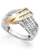 Sterling Silver And Diamond Twist Ring In 14k Gold (1/2 Ct. T.w.)