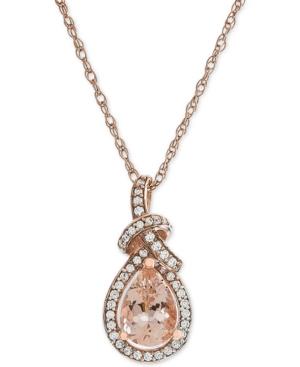 Morganite (9/10 Ct. T.w.) & Diamond (1/6 Ct. T.w.) 18 Pendant Necklace In 14k Rose Gold