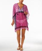 Tommy Bahama Geo Tiles Sheer Lace-up Cover-up Tunic Women's Swimsuit