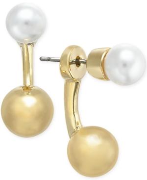 Charter Club Gold-tone Imitation Pearl Front And Back Earrings, Only At Macy's