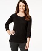 Style & Co. Sport Three-quarter-sleeve Solid Pullover Sweatshirt, Only At Macy's